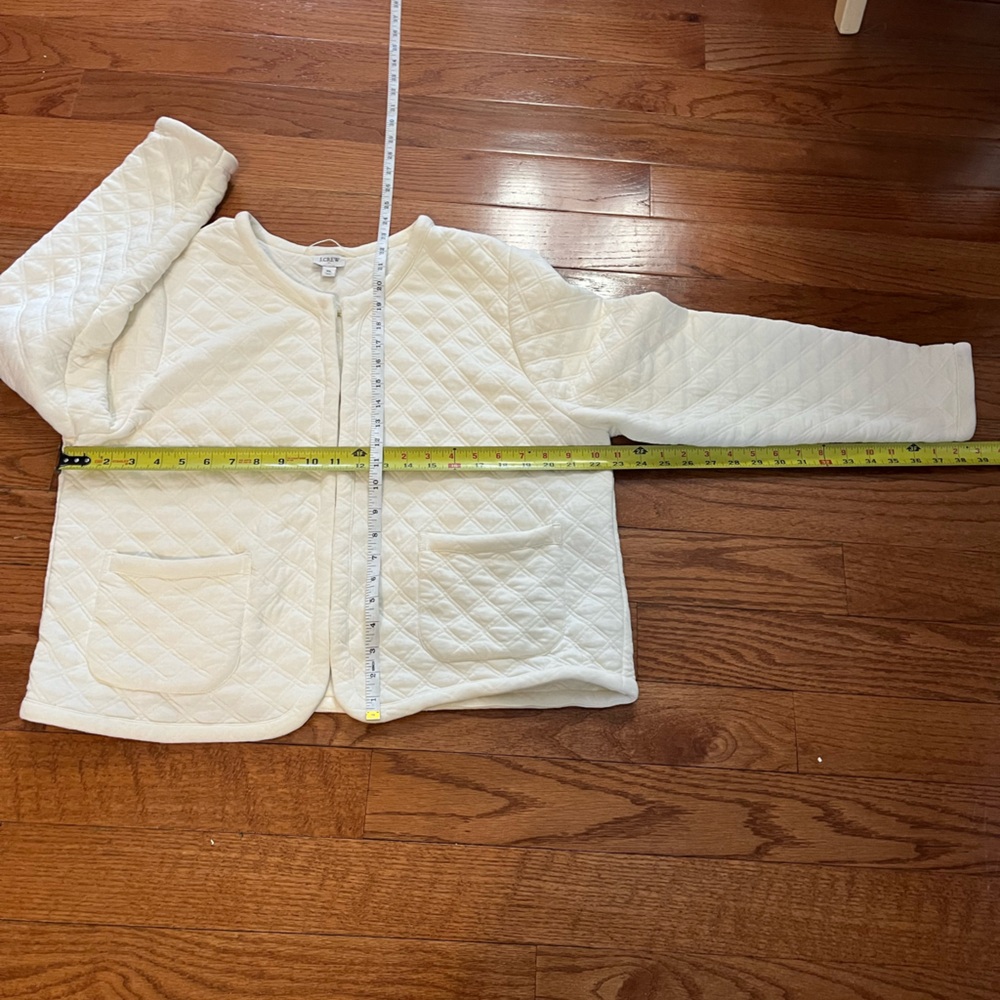 J.Crew Jacket Quilted Ivory Collarless Blazer Women’s XL Cotton Blend Layer Top - Picture 7 of 12